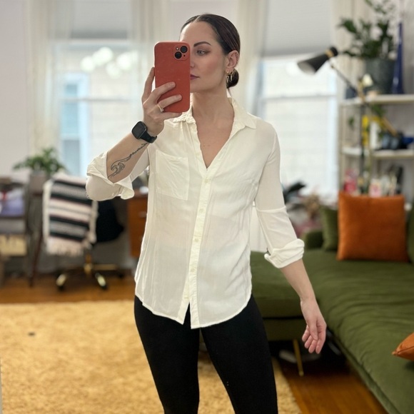 H&M White Button Down Casual Top / Shirt Sz 4 - Picture 5 of 11